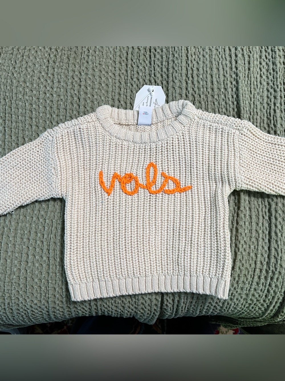 Old Navy Cream Knit Sweater with Orange Embroidery